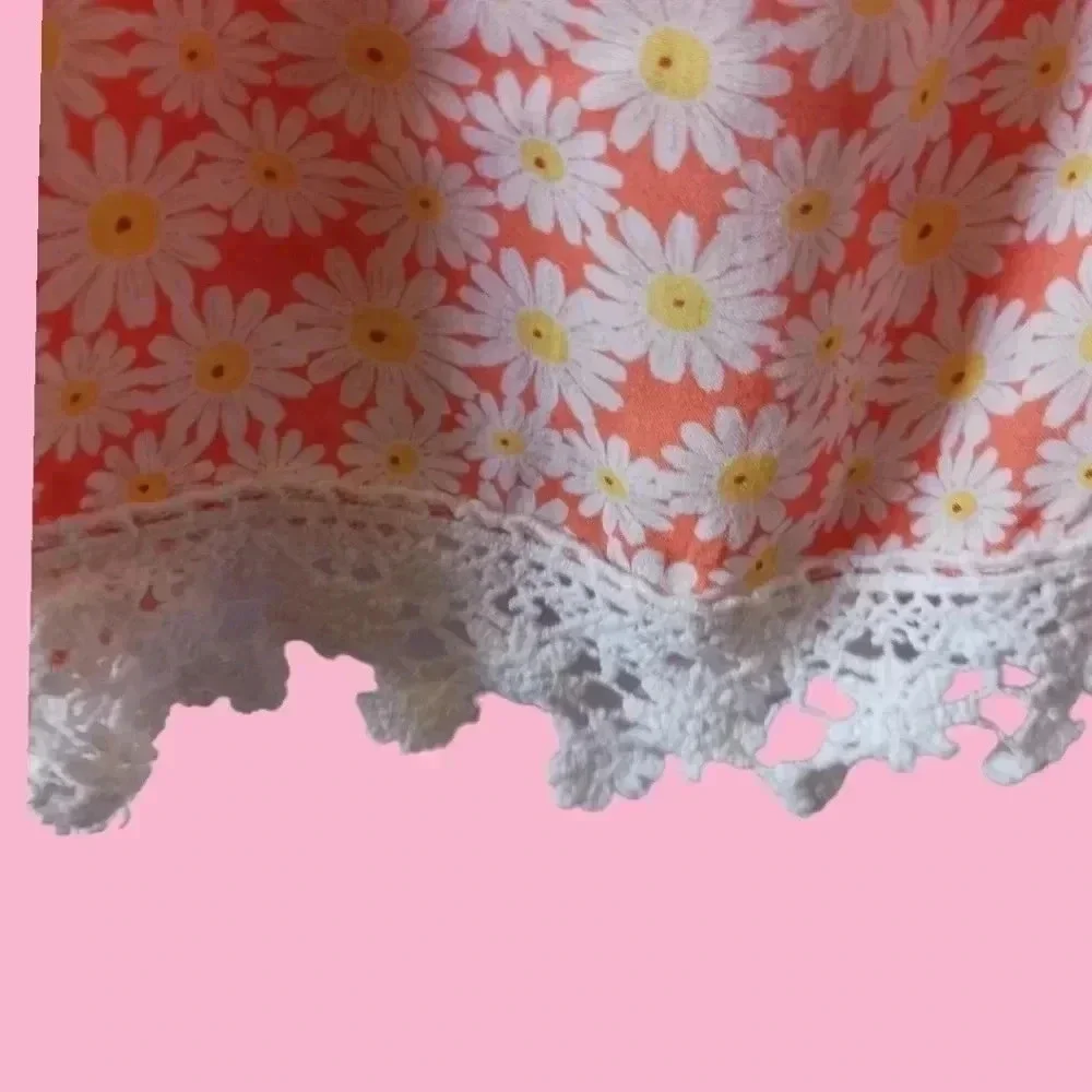 Mine daysi lace tank top sleeveless size M orange/wht/yellow - Picture 3 of 6